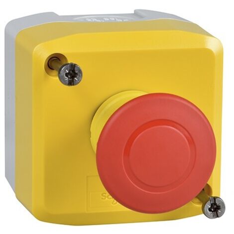 Bouton-poussoir d'arrêt d'urgence en PP avec IP65 et tension de 24 V. (1/4)
