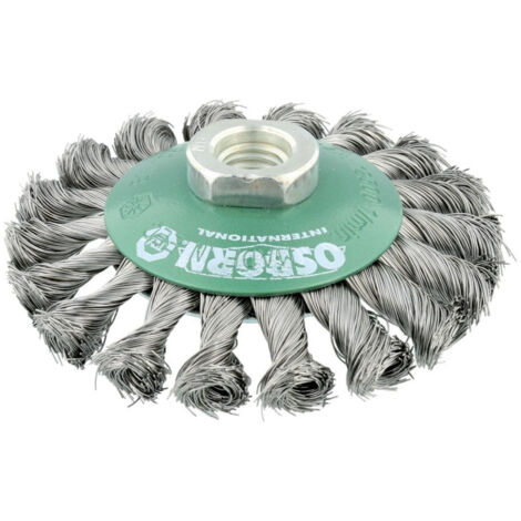 Brosse conique OSBORN en acier inoxydable tressé M14 Ø 100 mm, filament Ø 0,35 mm. (1/3)