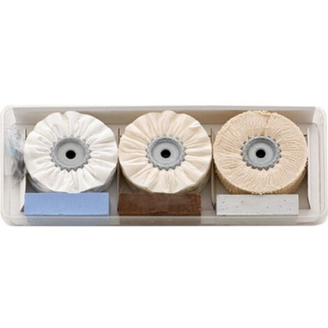 Osborn – Set de polissage 10 pièces – 6 anneaux en tissu pour métal et verre acrylique – 3 pâtes à polir – Boîte de rangement incluse (1/4)