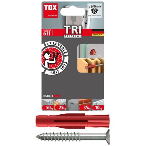 Tox Cheville polyvalente Tri 6/36 + vis blister - 10 pièces - 10701051