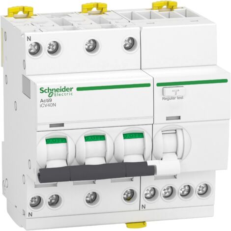 Schneider Electric – Disjoncteur différentiel triphasé 3P+N 32A – Sensibilité 30mA – Pouvoir de coupure 6kA – Type AC – Courbe C – Conforme norme NF EN60947-2 - Icv40n