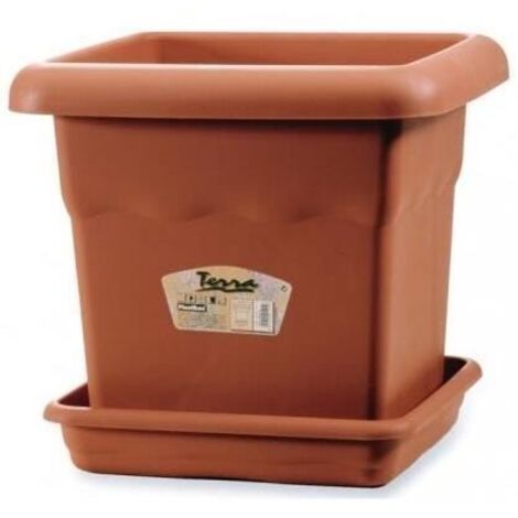 Pot de fleurs carré Terra 440 mm marron (1/5)