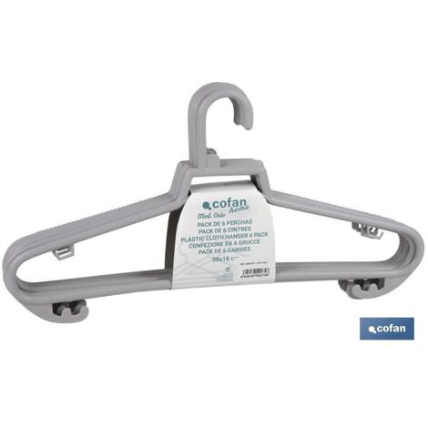 Pack de 6 cintres en plastique pour vêtements Antidérapants En plusieurs Couleurs Dimensions 38 x 18 cm