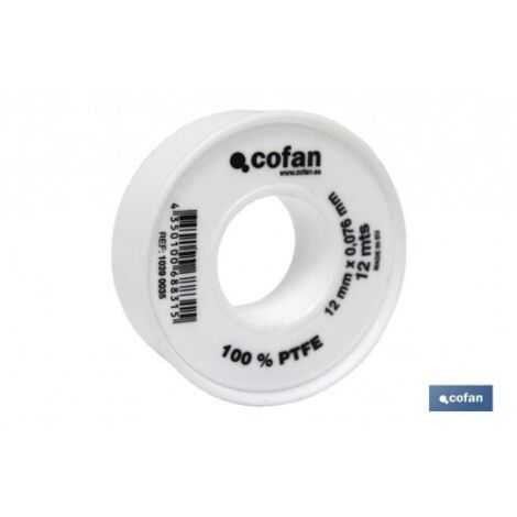 Rollo 12 mts cinta ptfe de 12mm x 0,076mm