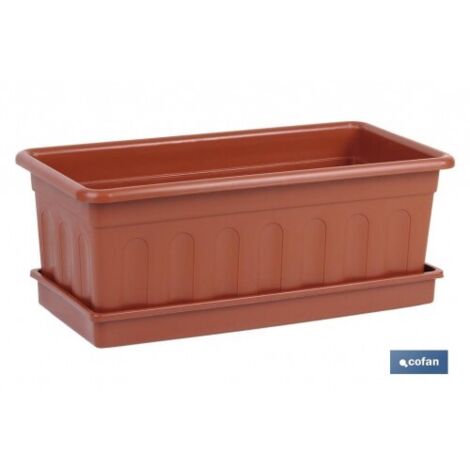 JARDINIÈRE MARRON 60X22X15CM E PLATEAU 60X22CM MOD. AZAHAR