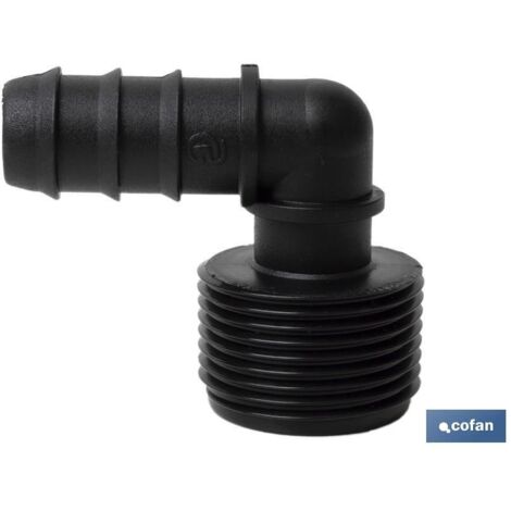Raccord en forme de coude avec filetage Mâle 3/4 couleur noire