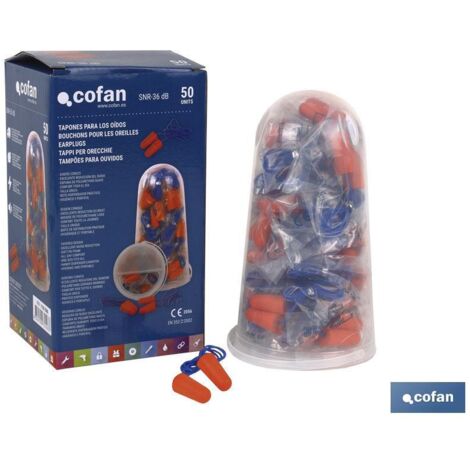 Bouchons de protection auditive jetables PU SNR 36dB avec corde en mousse orange (Pack de 50 unités) (1/4)