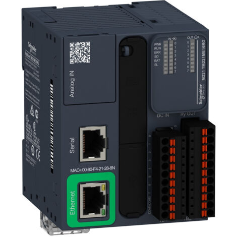 Automate programmable Modicon M221 24V CC avec 16 E/S et 2 entrées analogiques (1/5)