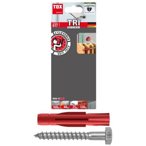 Chevilles universelles TOX 12 x 71 mm + vis pour des fixations sûres et durables