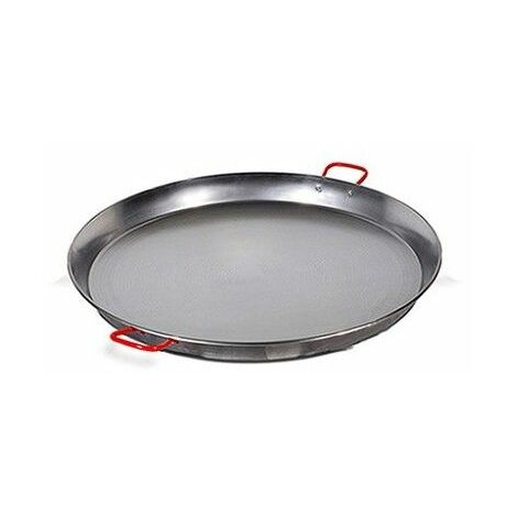 Poêle à paella 50 cm en acier au carbone poli – Pour 14 personnes – Compatible feux à gaz et foyers ouverts – Poignées rivetées – La Ideal