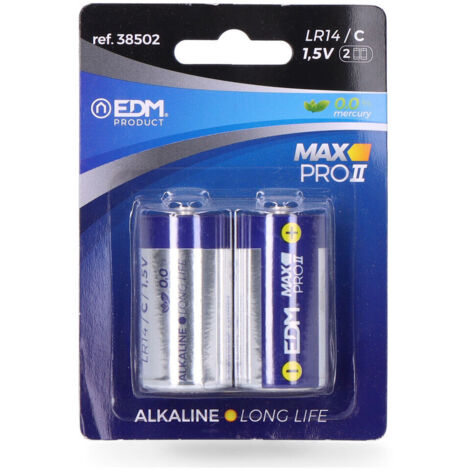 Pile alcaline longue durée c - lr14 1,5v blister 2 unités ø26,2x50mm (1/2)