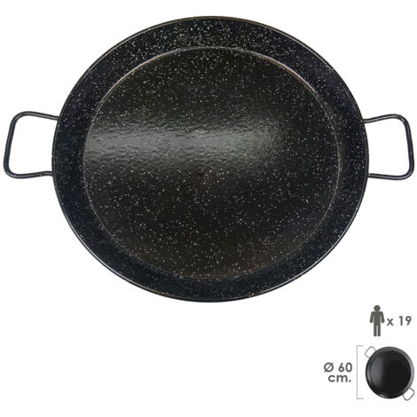 Poêle à paella émaillée 60 cm – Émail durable pour cuisson uniforme – Plat traditionnel valencien – Pour cuisine professionnelle – Garcima