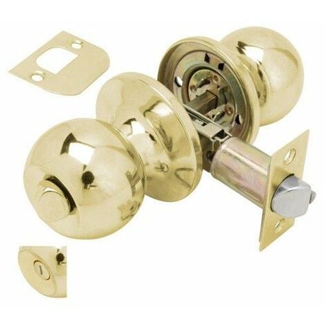 Wolfpack – Poignée verrouillable laitonnée pour salle de bains – Pêne réglable 60/70 mm – Béquille ergonomique pour usage intensif (1/2)