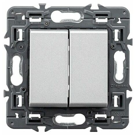 Interrupteur double VALENA NEXT 1P 10A aluminium LEGRAND 741344