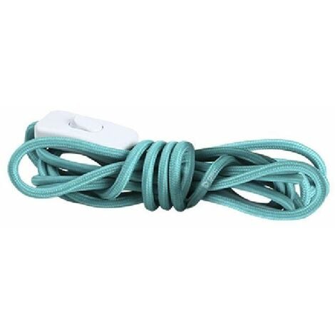 Câble textile 1,5 M (2x0,75 mm) fiche + interrupteur Turquoise GSC 001102962