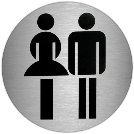 Plaque Adhésive Salle de Bain "Femme/Homme" Acier Inoxydable Ø 7 cm. (1/3)