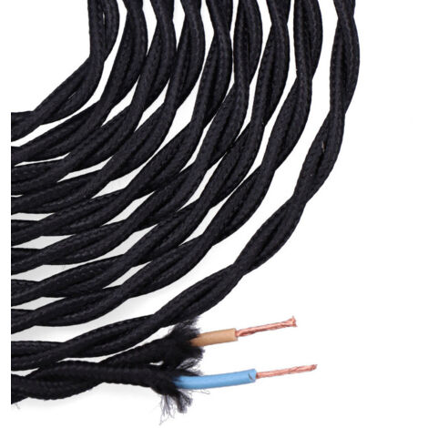 Câble Textile Tressé 2x0,75mm C-41 Soie Noir 5m (1/5)