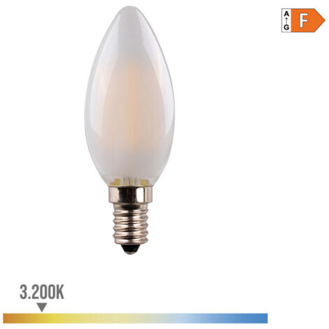 Bougie à Filament LED EDM Ampoule en Verre Mat E14 4,5W 470lm 3200K Lumière Chaude Ø3,5x9,8cm (1/3)