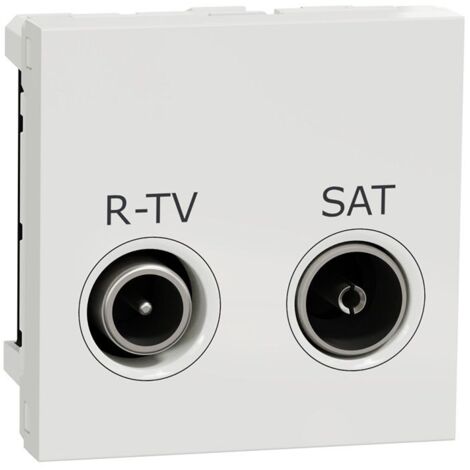 Unica - prise R-TV + SAT - individuel - 2 mod - Blanc - méca seul (NU345418) (1/3)