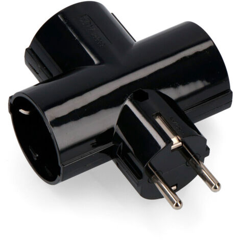 Blister triple fiche noir avec bakélite t/tl 16a 250v edm (1/3)