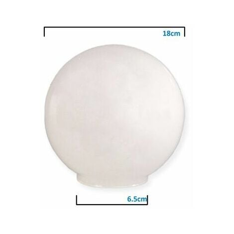 Abat-jour boule verre opale 18cm bouche 6.5cm