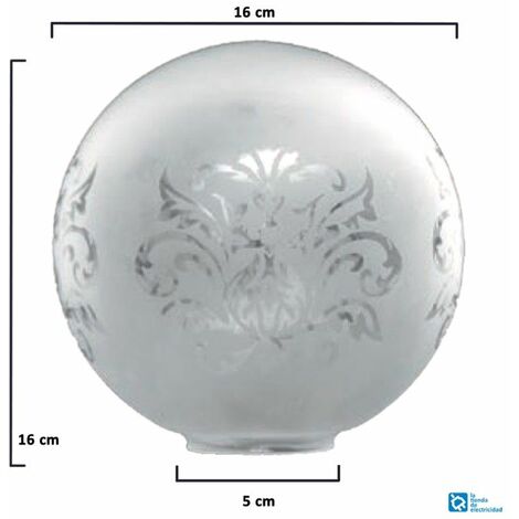Abat-jour boule verre mat 16cm bouche 7cm