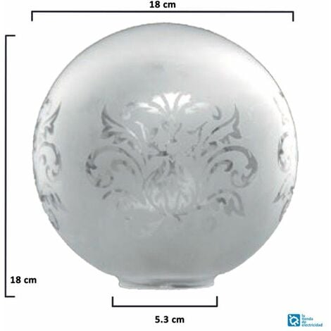 Abat-jour boule verre mat 18cm bouche 5cm