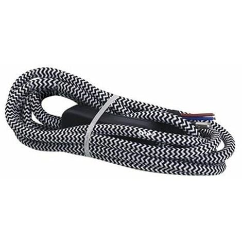 Câble textile 1,5 M (2x0,75 mm) + interrupteur noir et blanc GSC 001102964