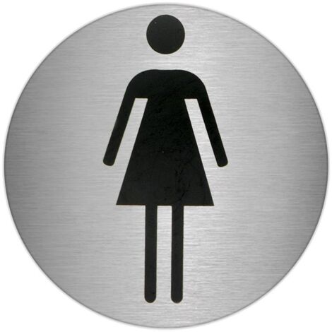 Plaque Adhésive Salle de Bain "Femme" Acier Inoxydable Ø 7 cm. (1/3)
