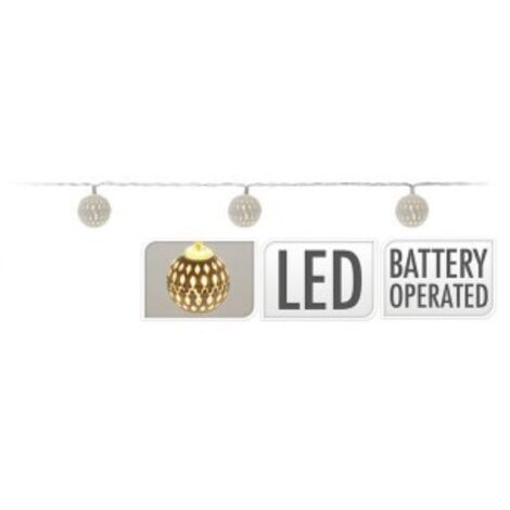 Guirlande lumineuse EDM - boules argentées - esprit de Noël - lumière chaude - 10 ampoules LED - 2,5 m - 71316 (1/2)