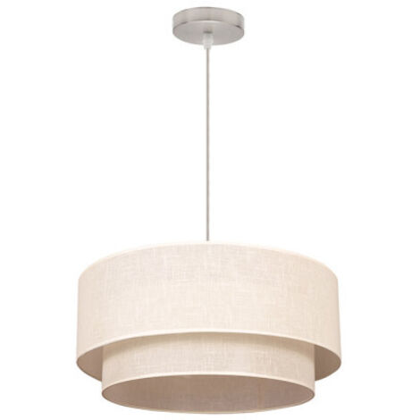 Fabrilamp – Pendentif double 1L beige – Cylindrique 50/40 – Suspension décorative pour intérieur – Éclairage moderne