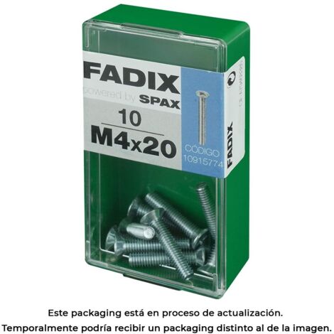 Boite de 10 unités de vis métrique à tête plate M 4x20mm Fadix (1/3)
