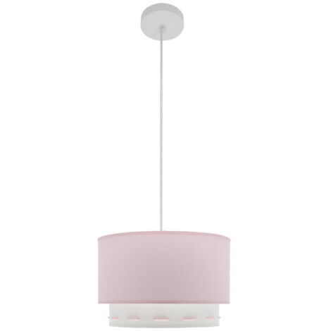 Fabrilamp – Pendentif suspension E27 rose 30 cm – Hauteur réglable – Abat-jour double pour chambre d'enfant – Design moderne (1/2)
