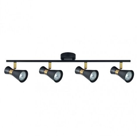 FAB 142394009  Maximo Strip 4xgu10 Noir / cuir 15x69,5x8,5 Cm (1/2)