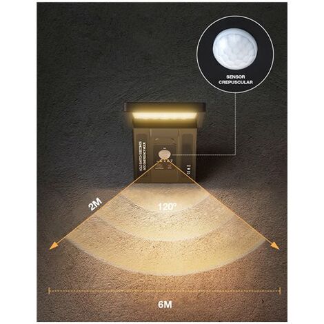 Applique solaire LED Ganda avec détecteur de mouvement et crépusculaire 3W 3000 - 4200 - 6000K
