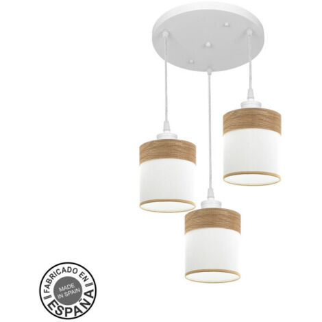Plafonnier Cloe 3xe27 Blanc/blanc-bois clair Regx42x42 cm (1/2)