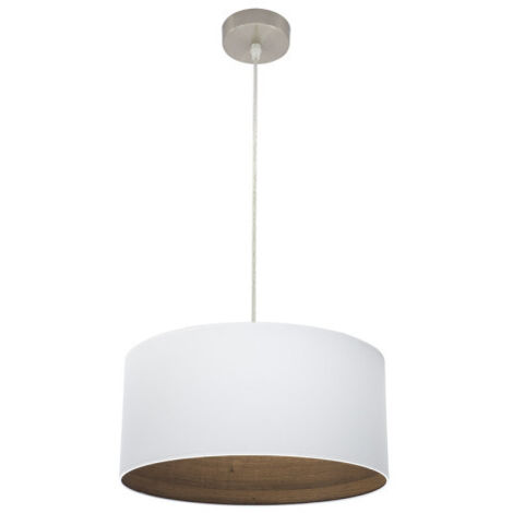 Suspension Tatiana 1xe27 Nickel/blanc-Bois foncé Regx40x40 Cm (1/2)