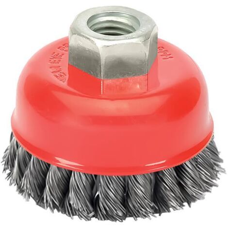Brosse coupe en acier tressé Ø 75 mm. Filetage M14/fil Ø 0,50 mm. (1/3)