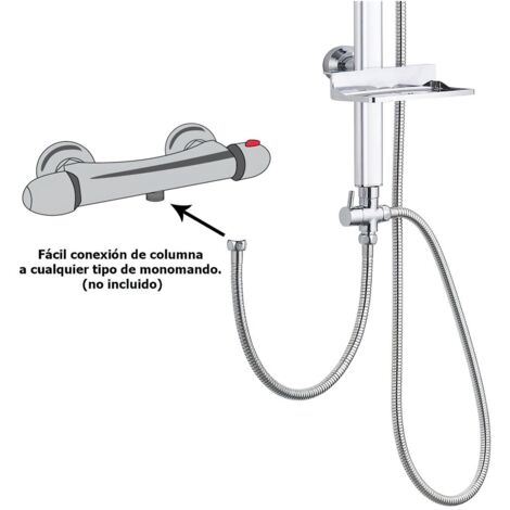 Barre Douche Carrée 60 Cm Acier SUS304 – Réglable 360° Hauteur & Angle – Support Pommeau Universel Blanc