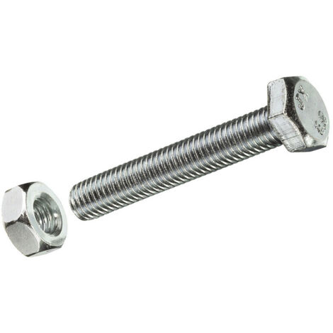 Boite de 2 unités de vis métrique à tête hexagonale et écrou en zinc M 10x50mm Fadix (1/3)