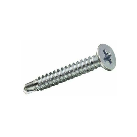 Boîte de 10 unités de vis à tôle autoperceuses à tête plate en zinc 4,2x38mm Fadix