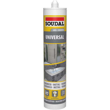Soudal – Silicone universel gris 280 ml – Mastic acétique élastique pour joints intérieurs et extérieurs – Ne convient pas aux supports synthétiques (1/3)