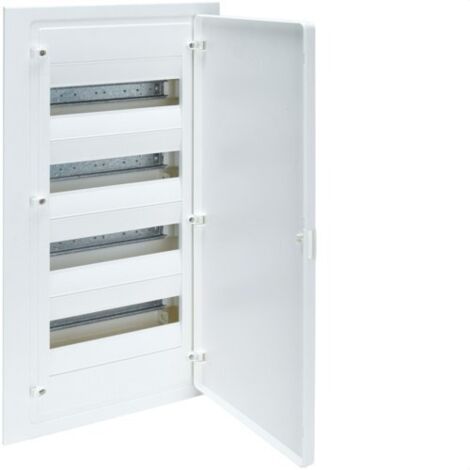 Hager – Tableau électrique encastrable 4 rangées 48 modules VF412PE – Degré de protection IP40 – Ouverture 180° – Pour installation discrète
