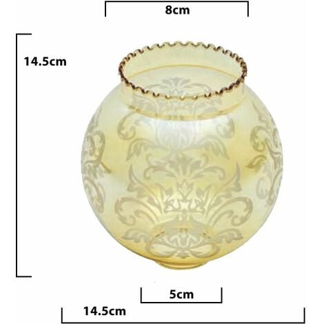 Abat-jour en verre AMBRE avec deux bouches 14cm bouche 5cm