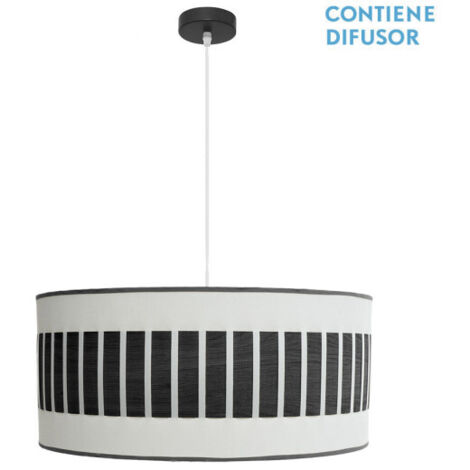Suspension Ivanna 3xe27 Noir/blanc-Bois noir Regx60x60 Cm (1/2)