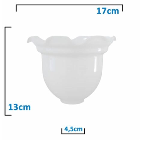 Abat-jour Boule En Verre Opale 20 Cm - Ouverture 8 Cm, Pour Lampes Intérieur, Fixation Par Ressorts