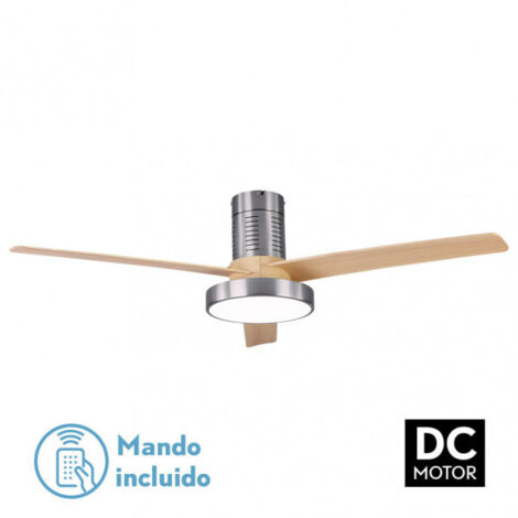 Bali Nickel Led Ventilateur De Plafond Led Avec Télécommande Et Pelles