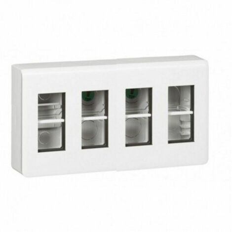 Legrand – Boîte d'encastrement mural 78884L – 4 modules 4x4 – Installation en saillie avec entrées amovibles – Blanc