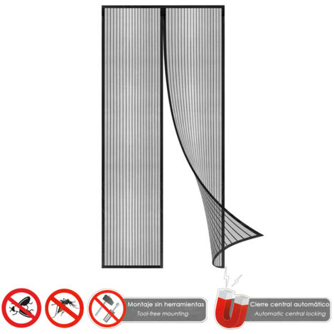Rideau Insecte Fermeture Magnétique 120 x 240 (H) cm. noir (1/5)