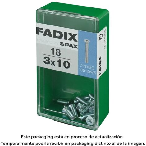 Boîte de 18 unités de vis métrique à tête plate M 3x10mm Fadix